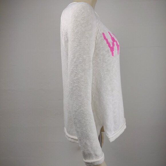 Lilly Pulitzer white colorful Weekend spellout cotton blend sweater ladies Small - Picture 3 of 7
